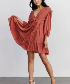 POL Dresses Amelia Boho Mini Dress | Rust