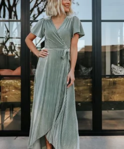 BB Custom Andi Ribbed Velvet Wrap Dress | Dusty Sage 20 BB Custom Andi Ribbed Velvet Wrap Dress | Dusty Sage