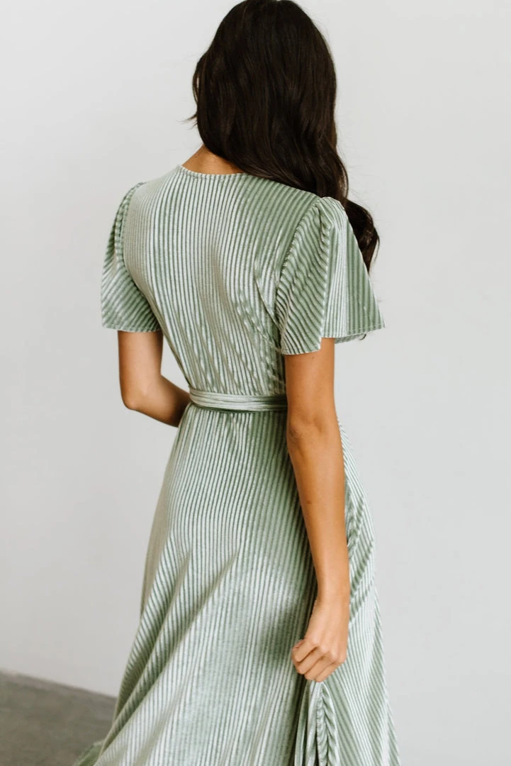 BB Custom Andi Ribbed Velvet Wrap Dress | Dusty Sage 11 BB Custom Andi Ribbed Velvet Wrap Dress | Dusty Sage