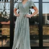 BB Custom Andi Ribbed Velvet Wrap Dress | Dusty Sage