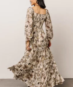 BB Custom Angelica Smocked Maxi Dress | Olive Floral Dresses