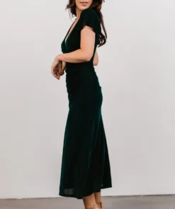 BB Custom Shop All Anne Ruched Velvet Midi Dress | Deep Topaz 15 BB Custom Shop All Anne Ruched Velvet Midi Dress | Deep Topaz