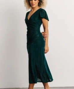 BB Custom Shop All Anne Ruched Velvet Midi Dress | Deep Topaz 11 BB Custom Shop All Anne Ruched Velvet Midi Dress | Deep Topaz