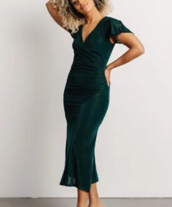 BB Custom Shop All Anne Ruched Velvet Midi Dress | Deep Topaz 12 BB Custom Shop All Anne Ruched Velvet Midi Dress | Deep Topaz