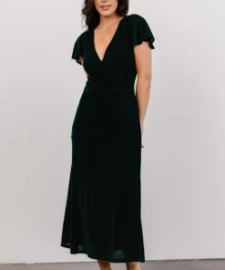 BB Custom Shop All Anne Ruched Velvet Midi Dress | Deep Topaz 14 BB Custom Shop All Anne Ruched Velvet Midi Dress | Deep Topaz