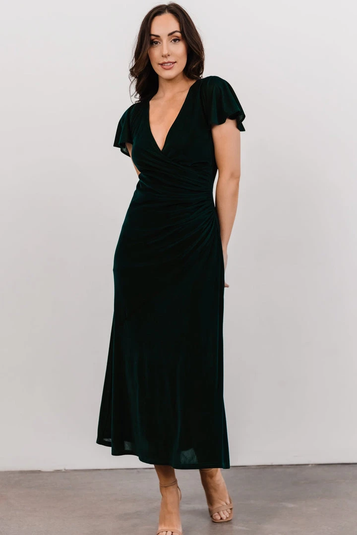 BB Custom Shop All Anne Ruched Velvet Midi Dress | Deep Topaz 6 BB Custom Shop All Anne Ruched Velvet Midi Dress | Deep Topaz