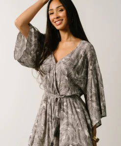 DF Anya Palm Leaf Romper | Charcoal Boho