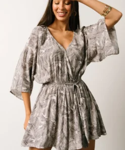 DF Anya Palm Leaf Romper | Charcoal Boho