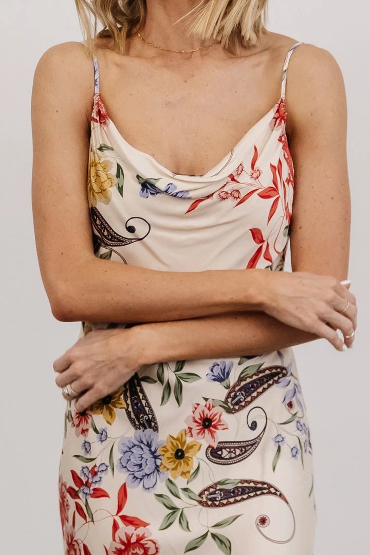 DF Arabella Cowl Neck Midi Dress | Ivory Multi Floral Dresses 3 DF Arabella Cowl Neck Midi Dress | Ivory Multi Floral Dresses