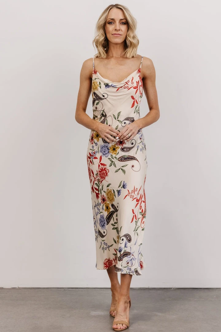 DF Arabella Cowl Neck Midi Dress | Ivory Multi Floral Dresses 7 DF Arabella Cowl Neck Midi Dress | Ivory Multi Floral Dresses
