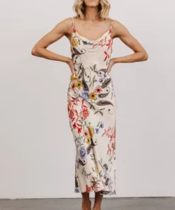 DF Arabella Cowl Neck Midi Dress | Ivory Multi Floral Dresses