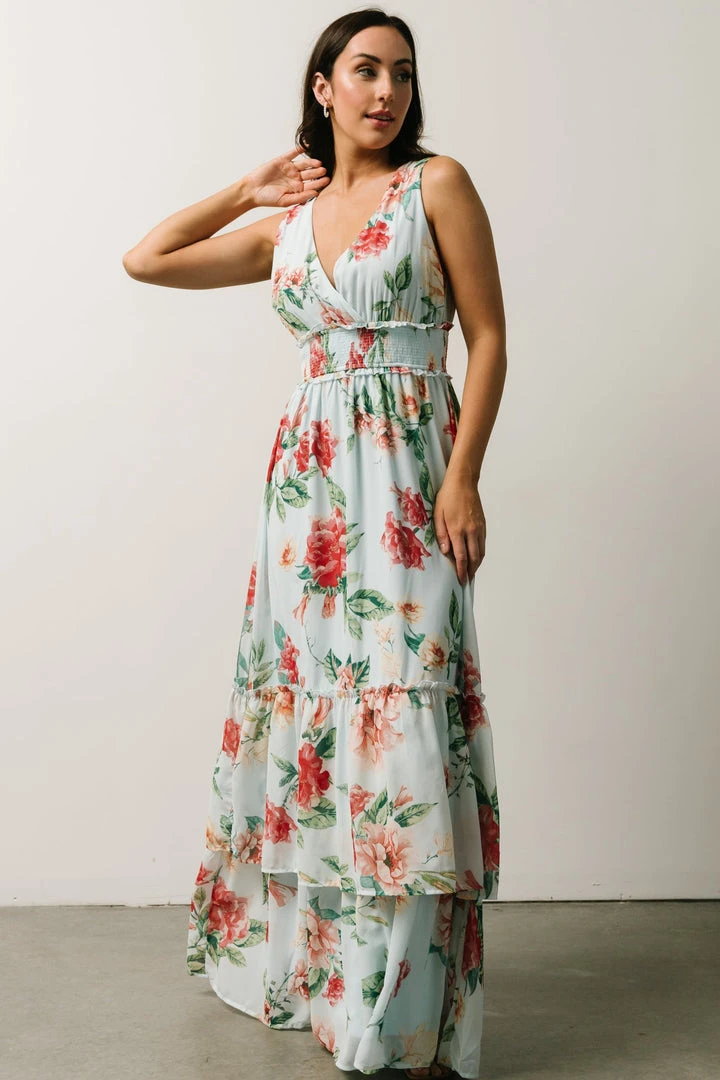 FT Arnna Layered Maxi Dress | Light Blue + Pink Multi Floral 6 FT Arnna Layered Maxi Dress | Light Blue + Pink Multi Floral