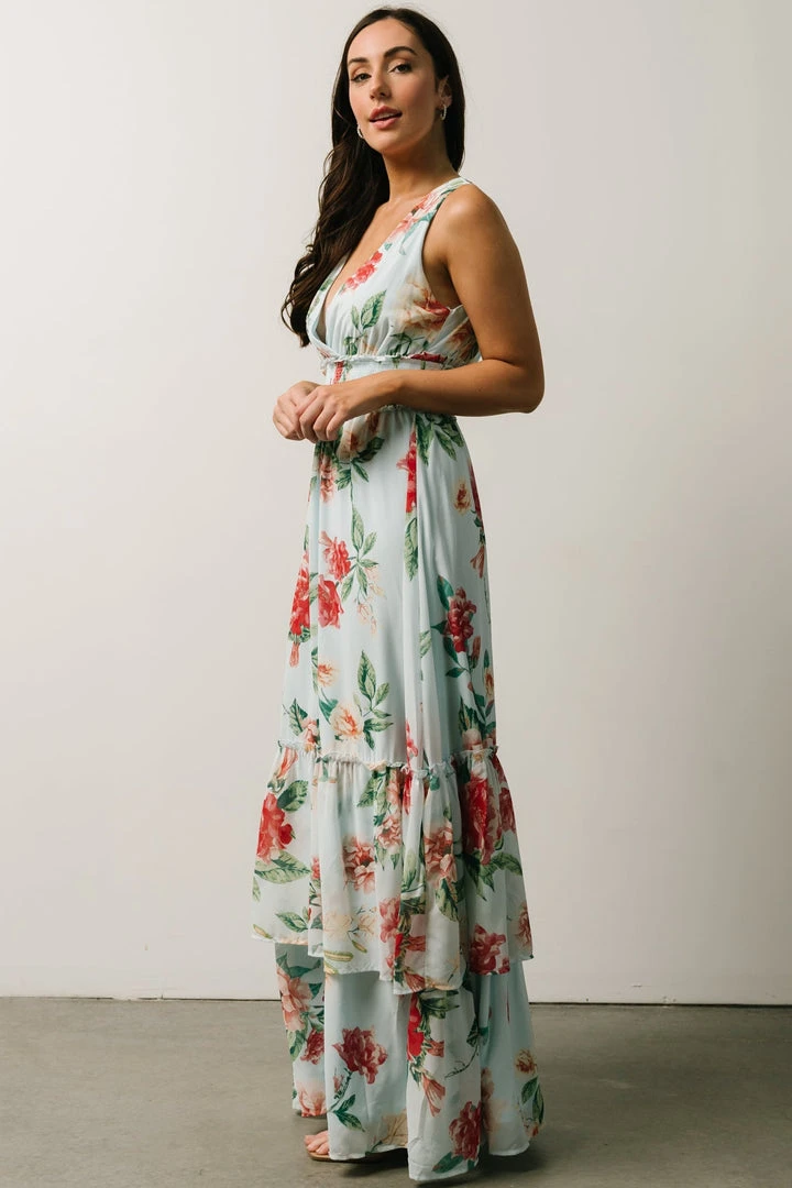 FT Arnna Layered Maxi Dress | Light Blue + Pink Multi Floral 5 FT Arnna Layered Maxi Dress | Light Blue + Pink Multi Floral