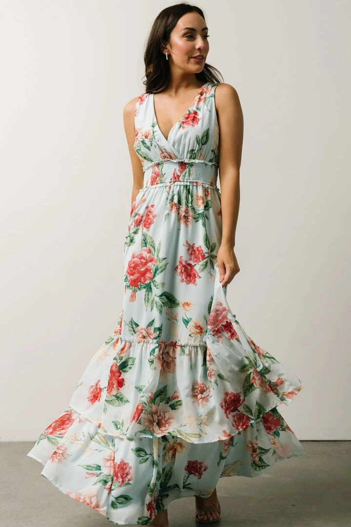 FT Arnna Layered Maxi Dress | Light Blue + Pink Multi Floral 4 FT Arnna Layered Maxi Dress | Light Blue + Pink Multi Floral