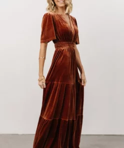 RR Dresses Artemis Velvet Maxi Dress | Dark Spice