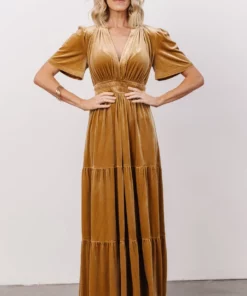 RR Dresses Artemis Velvet Maxi Dress | French Gold