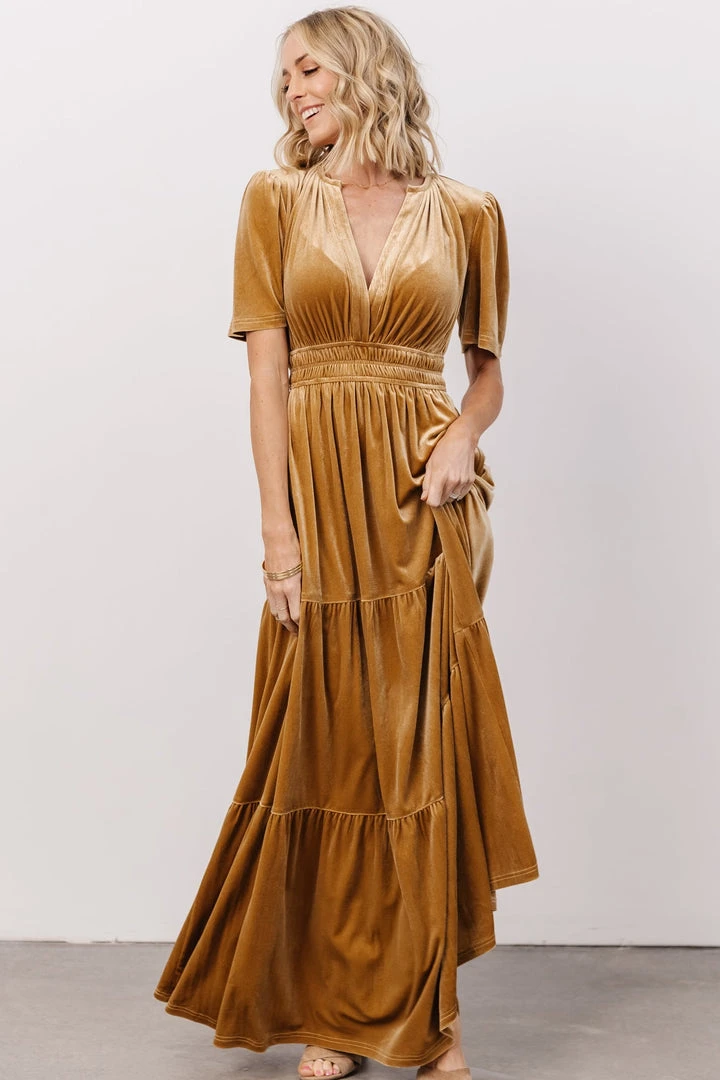 RR Dresses Artemis Velvet Maxi Dress | French Gold 6 RR Dresses Artemis Velvet Maxi Dress | French Gold