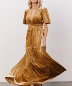 RR Dresses Artemis Velvet Maxi Dress | French Gold 10 RR Dresses Artemis Velvet Maxi Dress | French Gold