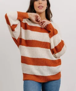 HAY Tops Ashtyn Stripe Sweater | Rust