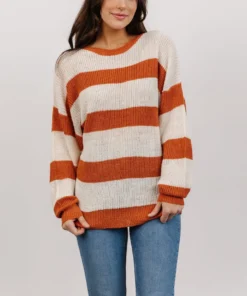 HAY Tops Ashtyn Stripe Sweater | Rust