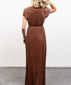 BB Custom Dresses Athena Pleated Maxi Dress | Bronze