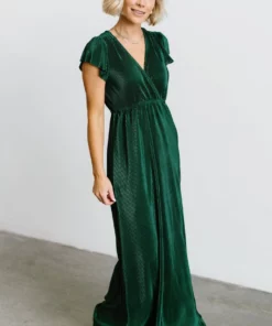 BB Custom Athena Pleated Maxi Dress | Forest