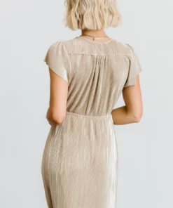 BB Custom Dresses Athena Pleated Maxi Dress | Gold