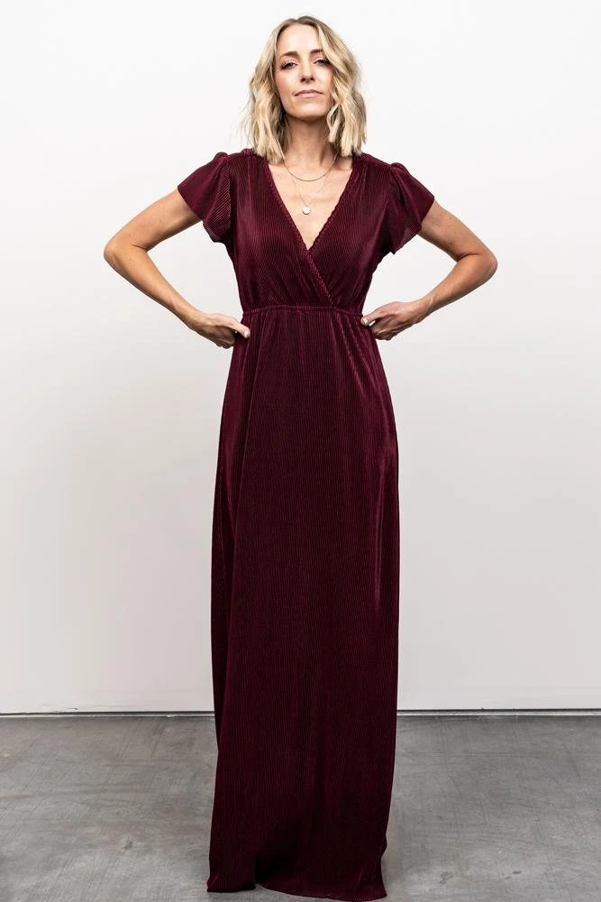 BB Custom Athena Pleated Maxi Dress | Mulberry 13 BB Custom Athena Pleated Maxi Dress | Mulberry