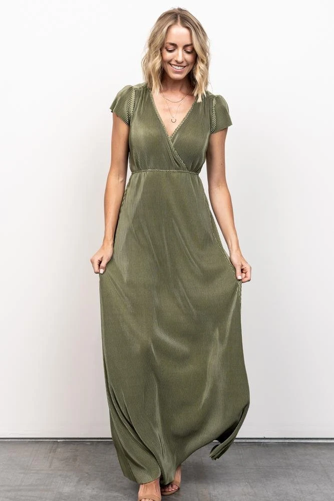 BB Custom Dresses Athena Pleated Maxi Dress | Sage 9 BB Custom Dresses Athena Pleated Maxi Dress | Sage