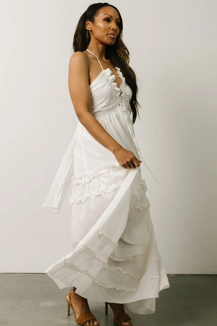 DD Augusta Halter Neck Maxi Dress | Off White 7 DD Augusta Halter Neck Maxi Dress | Off White