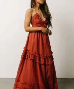 DD Augusta Halter Neck Maxi Dress | Terracotta Dresses