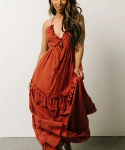 DD Augusta Halter Neck Maxi Dress | Terracotta Dresses