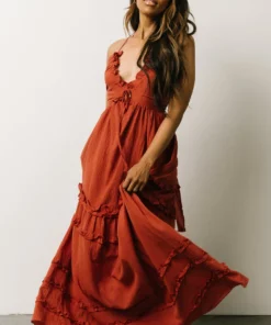 DD Augusta Halter Neck Maxi Dress | Terracotta Dresses