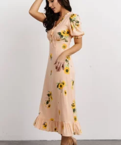 SL Dresses Avalon Front Tie Dress | Peach Floral