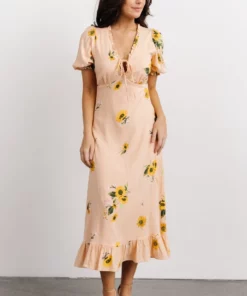 SL Dresses Avalon Front Tie Dress | Peach Floral
