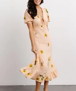 SL Dresses Avalon Front Tie Dress | Peach Floral