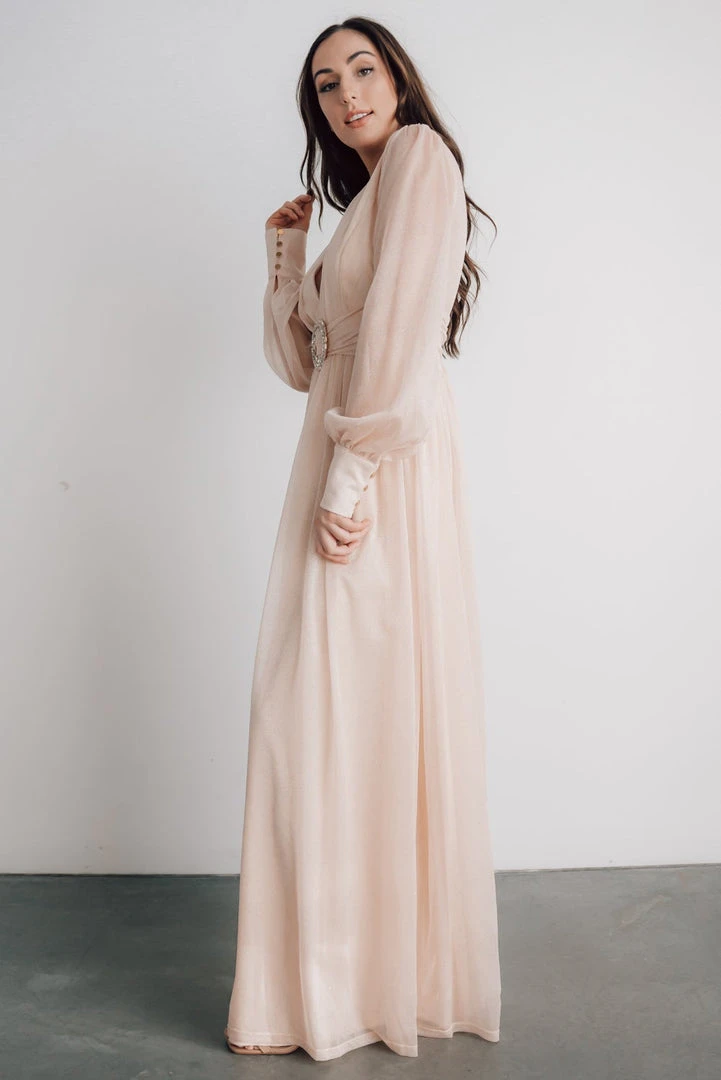 Soi Dresses Azariah Shimmer Maxi Dress | Champagne 5 Soi Dresses Azariah Shimmer Maxi Dress | Champagne