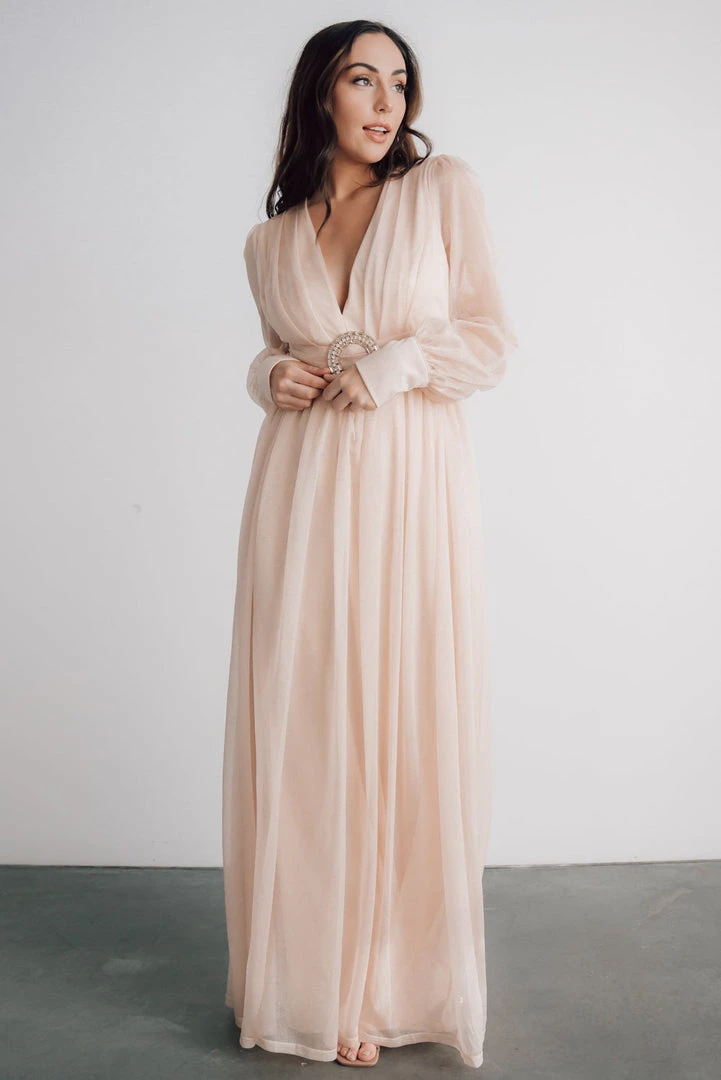 Soi Dresses Azariah Shimmer Maxi Dress | Champagne 3 Soi Dresses Azariah Shimmer Maxi Dress | Champagne