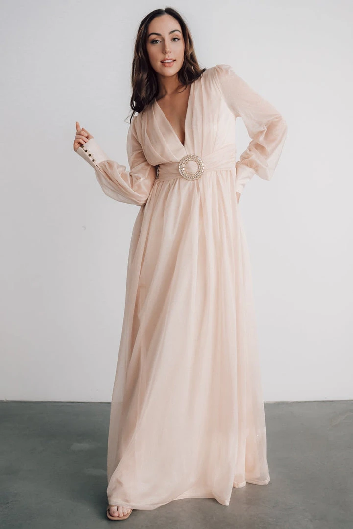 Soi Dresses Azariah Shimmer Maxi Dress | Champagne 1 Soi Dresses Azariah Shimmer Maxi Dress | Champagne