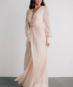 Soi Dresses Azariah Shimmer Maxi Dress | Champagne 14 Soi Dresses Azariah Shimmer Maxi Dress | Champagne