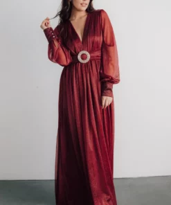 Soi Dresses Azariah Shimmer Maxi Dress | Wine
