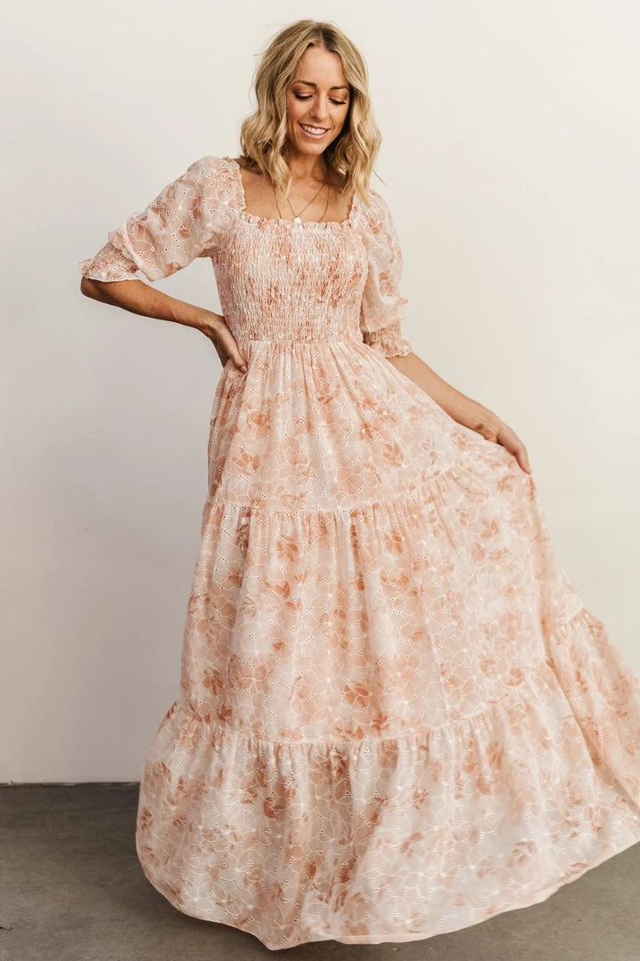 BB Custom Dresses Bailey Eyelet Maxi Dress | Apricot 3 BB Custom Dresses Bailey Eyelet Maxi Dress | Apricot