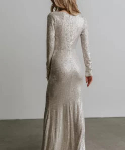 RR Charlize Cowl Neck Sequin Gown | Cream