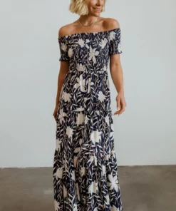 Soi Becca Smocked Maxi Dress | Navy Dresses