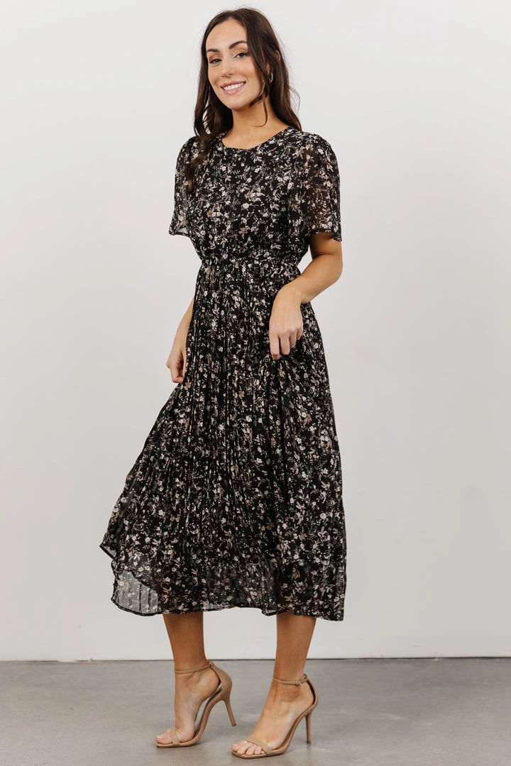 HAY Belfast Pleated Midi Dress | Black Floral Dresses 5 HAY Belfast Pleated Midi Dress | Black Floral Dresses