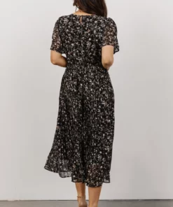 HAY Belfast Pleated Midi Dress | Black Floral Dresses 8 HAY Belfast Pleated Midi Dress | Black Floral Dresses