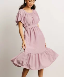 HAY Belinda Puff Sleeve Midi Dress | Lavender Dresses