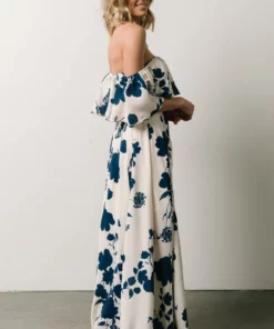 Soi Dresses Berlynn Off Shoulder Maxi Dress | Cream + Navy Floral 10 Soi Dresses Berlynn Off Shoulder Maxi Dress | Cream + Navy Floral