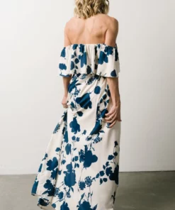 Soi Dresses Berlynn Off Shoulder Maxi Dress | Cream + Navy Floral 11 Soi Dresses Berlynn Off Shoulder Maxi Dress | Cream + Navy Floral