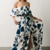 Soi Dresses Berlynn Off Shoulder Maxi Dress | Cream + Navy Floral